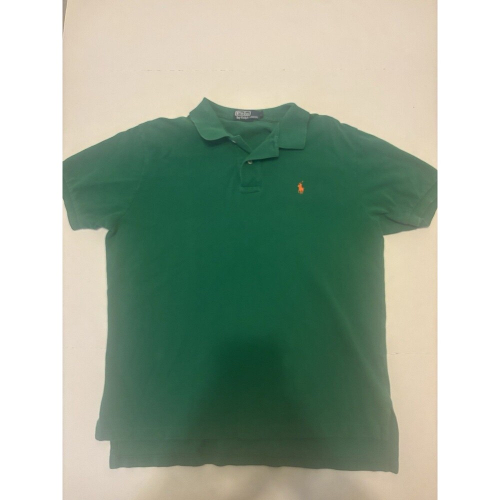Polo Ralph Lauren Men’s L Green Solid Cotton Knit Polo Collared Embroidered
